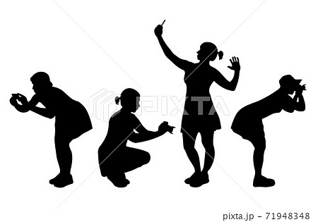 Vector silhouette of female photographer making a photo during vacation Vector silhouette of female photographer making a photo during vacation 71948348