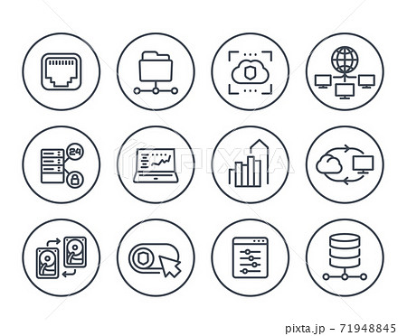 servers, networks solutions, hosting line icons servers, networks solutions, hosting line icons 71948845