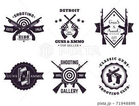 guns, vintage logos with rifles, revolver, pistols 71948896