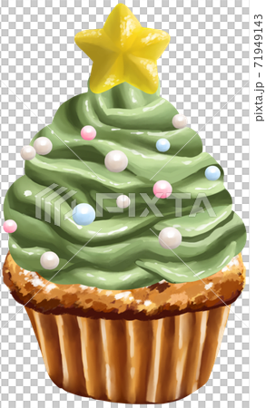 クリスマスツリー カップケーキイラストのイラスト素材