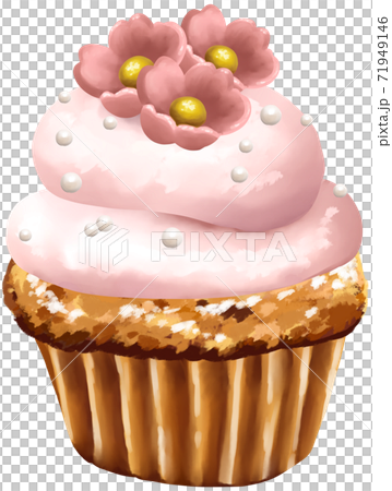 桜味のカップケーキイラスト 桜味のカップケーキイラスト 71949146