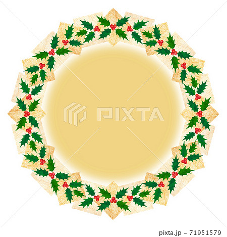 クリスマスリース 柊 ヒイラギ 木の実のイラスト素材