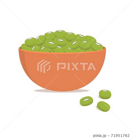 Ceramic bowl with mung beans or maash isolated on white background. Vector flat illustration Ceramic bowl with mung beans or maash isolated on white background. Vector flat illustration 71951762