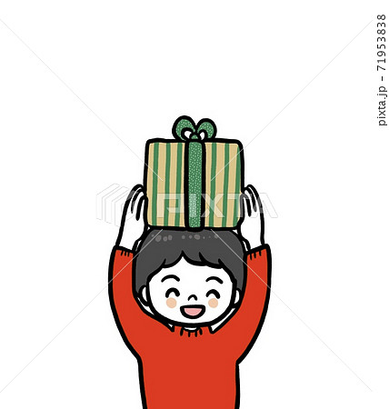 クリスマスプレゼントを持つ子どものイラストのイラスト素材