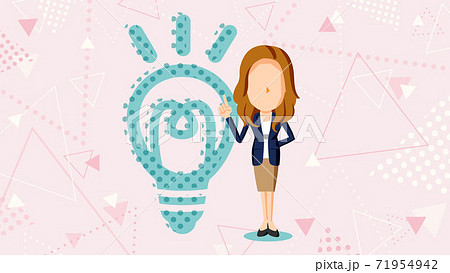 何かをひらめいたスーツ姿の女性のイラスト	 71954942