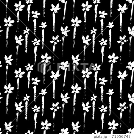 Ink vector brush stroke flowers seamless pattern. Vector illustration. Grunge texture. Ink vector brush stroke flowers seamless pattern. Vector illustration. Grunge texture. 71956745