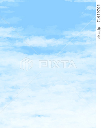 絵本の様なさわやかで可愛いフワフワの空のイラスト素材