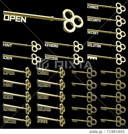 立体的で光沢のある金の鍵フルセット ベクターイラスト 立体的で光沢のある金の鍵フルセット ベクターイラスト 71961603