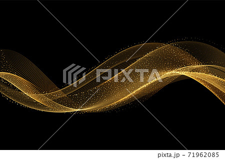 Abstract shiny golden wavy design element. Flow gold wave 71962085