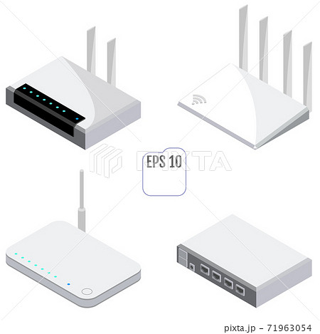 Router isometric icons set. Vector 71963054