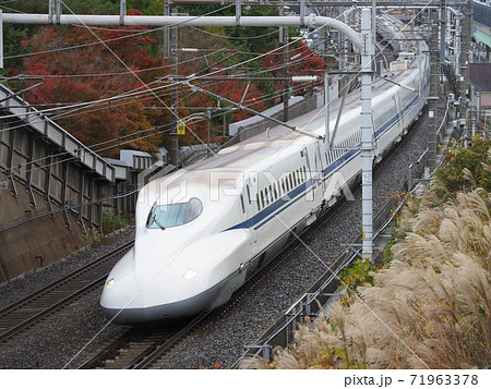 新幹線N700Aと紅葉　大津市石山付近にて 71963378