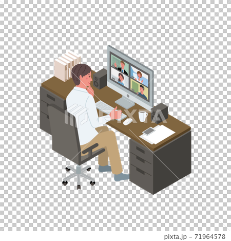 Remote work male isometric telework... - Stock Illustration [71964578 ...