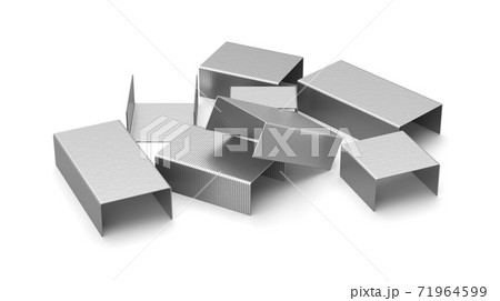 Metal Staples on White Background 71964599