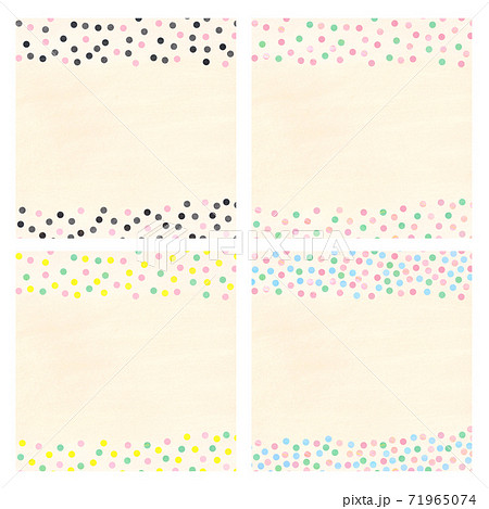 正方形 カラフルドットのフレームイラストセットのイラスト素材