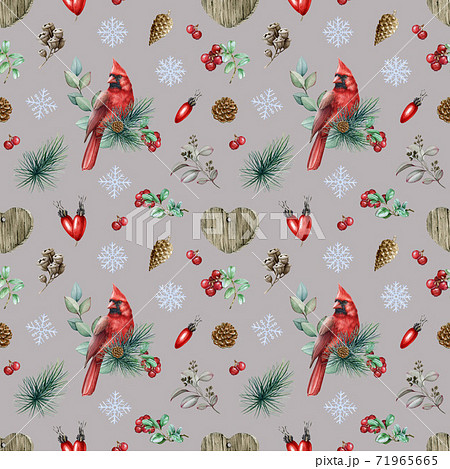 Winter seamless pattern with natural elements. Winter seamless pattern with natural elements. 71965665