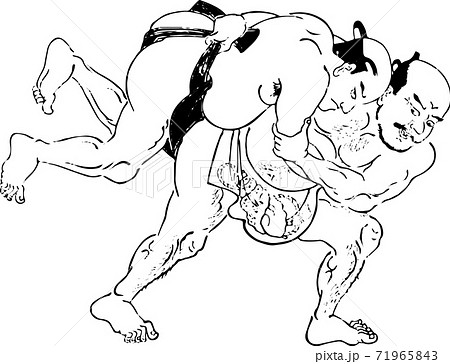 相撲表四十八手 腰投げのイラスト素材 相撲表四十八手 腰投げのイラスト素材