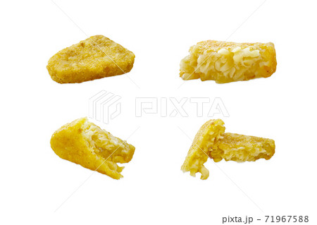 Hash browns or Potato patties isolated on white background Hash browns or Potato patties isolated on white background 71967588