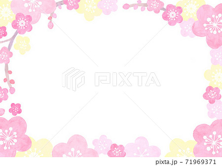 水彩で描いた桃の花の背景 71969371