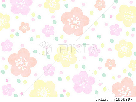 水彩で描いた和風の花の模様 71969397