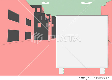 モノトーンでポップでクールな街の看板 コピースペース バナー ピンクのイラスト素材