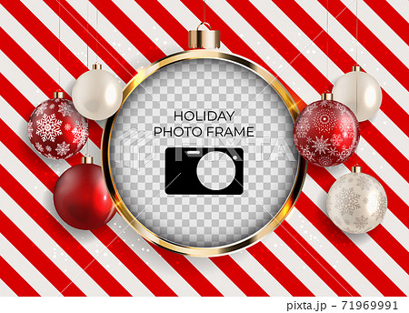 Holiday Photo Frame Template. Merry Christmas and Happy New Year Background. Vector Illustration Holiday Photo Frame Template. Merry Christmas and Happy New Year Background. Vector Illustration 71969991