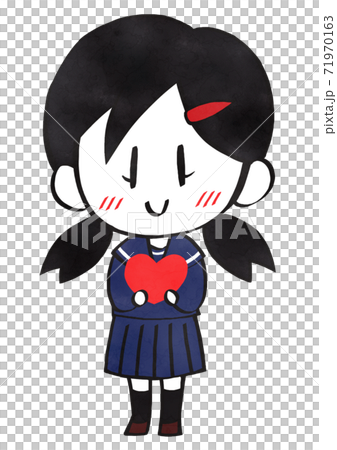 ハートを持ったかわいい笑顔の女子学生のイラスト素材