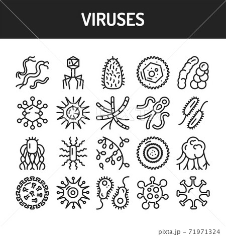 Viruses black line icons set. Respiratory infections. Vector illustration Viruses black line icons set. Respiratory infections. Vector illustration 71971324