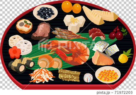 New Year's illustration material New Year dishes and half moon tray black New Year's illustration material New Year dishes and half moon tray black 71972203