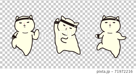 エアロビクスをする猫 様々な動き イラストセットのイラスト素材