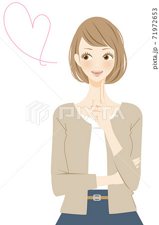 ハートマークと笑顔の女性のイラスト　結婚 71972653
