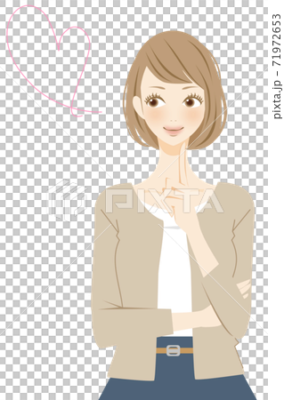 ハートマークと笑顔の女性のイラスト　結婚 71972653