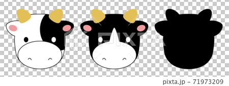 かわいいウシ　顔3種 71973209