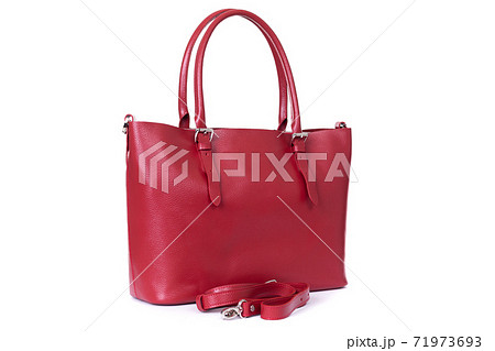 red stylish ladies leather bag on a white background red stylish ladies leather bag on a white background 71973693