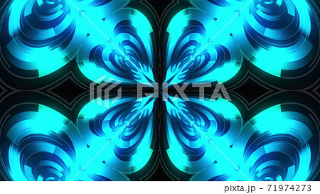 Kaleidoscope of luminous ring glass stripes forming beautiful hearts. 3D rendering computer technology background 71974273