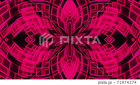 Kaleidoscope of luminous the crystals and petals forming beautiful flower. 3d rendering computer generated technological background 71974274