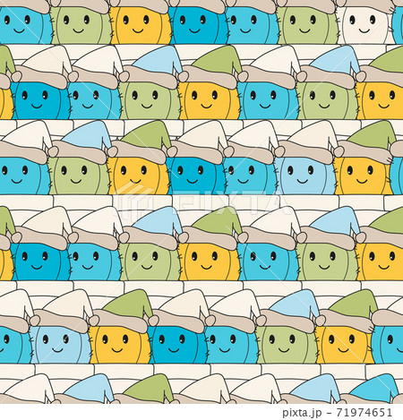 Vector Christmas seamless pattern. Colored Gnomes cartoons 71974651