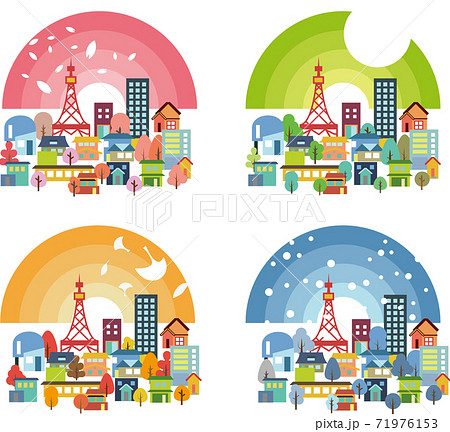 春夏秋冬四季を感じる街並みセット 71976153