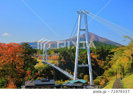【大分県】晴天下の九重夢大吊橋と紅葉 71976337