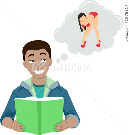 Depressing Porn Art - Teen Boy School Porn Addiction Illustration - Stock Illustration [71976817]  - PIXTA