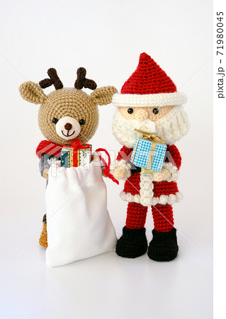 サンタとトナカイのあみぐるみ　クリスマス 71980045