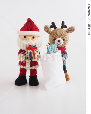 サンタとトナカイのあみぐるみ クリスマス サンタとトナカイのあみぐるみ クリスマス 71980264