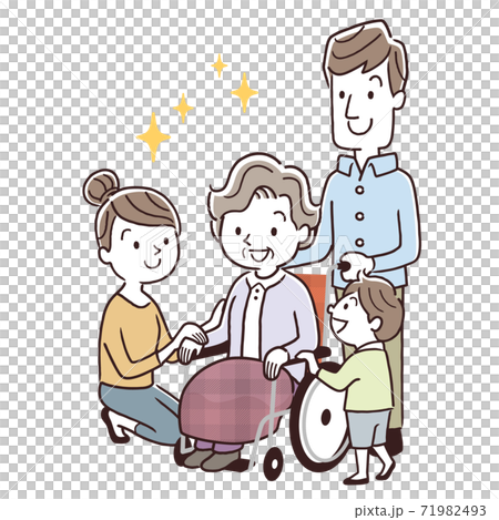 Vector illustration material: 3rd generation family, long-term care 71982493