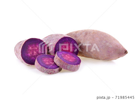 purple yams on isolated white background purple yams on isolated white background 71985445