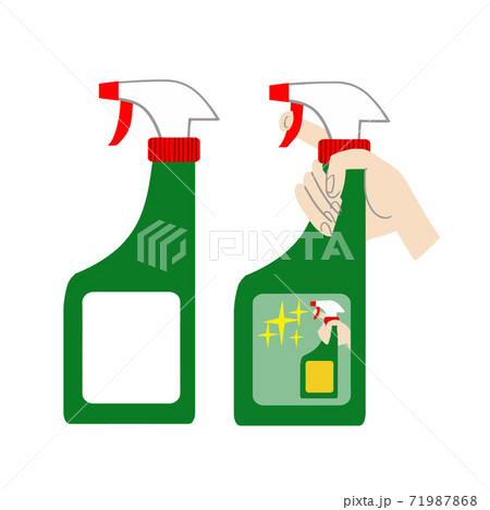 掃除のための洗剤とその洗剤を持つ手のイラストのイラスト素材