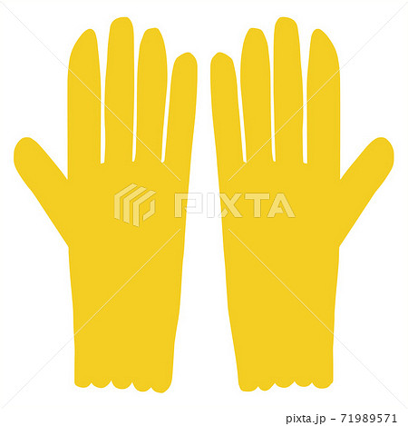 黄色いゴム手袋のイラストのイラスト素材