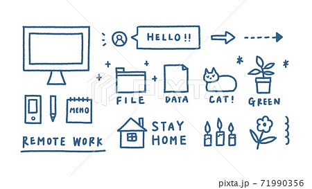 手描き風 Stayhomeのイラストのイラスト素材