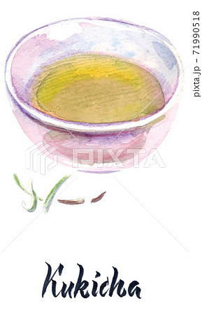 Illustration of Japanese tea, Kukicha tea 71990518