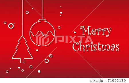 Red and white banner with merry christmas and xmas decoration creative element for printing card with different patterns. 71992139