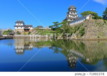【愛媛県】晴天下の今治城 天守閣と山里櫓 【愛媛県】晴天下の今治城 天守閣と山里櫓 71992378