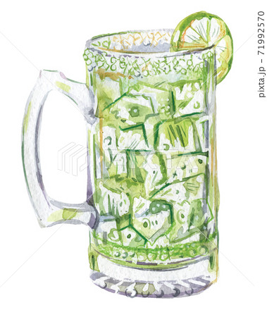 Lime juice and ice in glass cup for beer 71992570